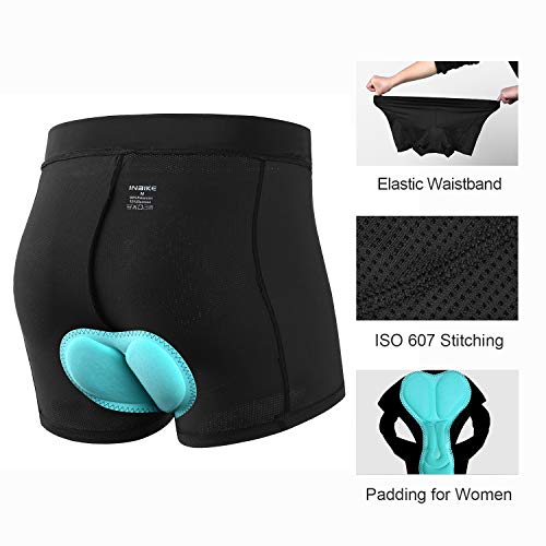 INBIKE Pantalones Cortos Calzoncillos Mujer Ciclismo para Bicicleta, Braguitas De MTB con 3D Acolchado De Gel para Bici Ciclista(Negro,s)