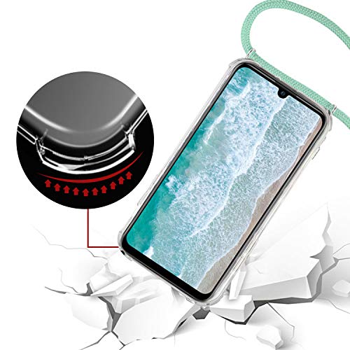 Ingen Funda con Cuerda para Huawei P Smart Plus 2019 / Honor 20 Lite - Carcasa Transparente TPU Suave Silicona Case con Colgante - Verde