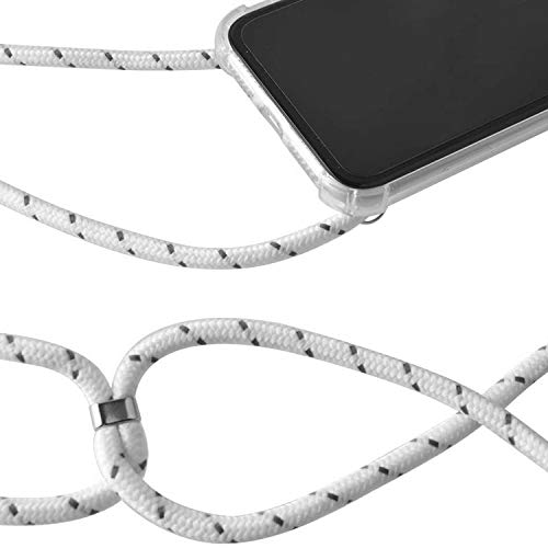 Ingen Funda con Cuerda para Xiaomi Mi A1 - Carcasa Transparente TPU Suave Silicona Case con Colgante(Gris + Blanco)