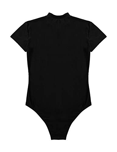 inhzoy Maillot de Danza Gimnasia Rítmica para Hombre Mono Deportivo de Fitness Manga Corta Body Ballet Baile Elástico Leotardo de Patinaje Artístico Negro XL