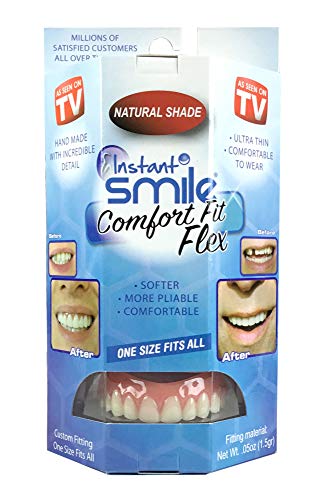 Instant Smile Comfort Fit Flex Cosmetic Teeth, Natural Shade, Comfortable Upper Veneer, 1 Size Fits Most