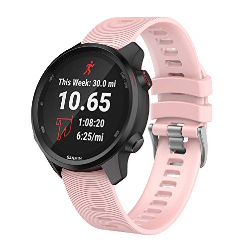 ISABAKE Correa de repuesto de silicona suave para Garmin Forerunner 245/245, 20 mm, cómoda pulsera para reloj Vivoactive HR/3 Music Forerunner 645 Music Garmin (rosa)