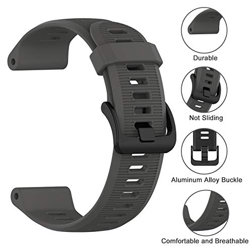 Isabake Correa para Garmin Forerunner 945/935, Correa de Silicona Suave de liberación rápida de Correa de Reloj para Garmin Fenix 5/5 Plus, Instinct, Approach S60, Quatix 5(Gris)