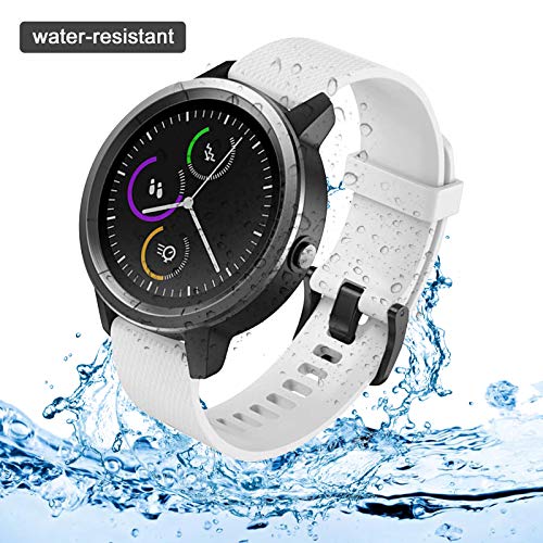 ISABAKE Correa para Garmin Vivoactive 3 / Vivoactive 3 Music/Vivomove/Vivomove HR - Reemplazo de Silicona Suave de 20 mm para el Reloj Garmin, Talla única para Todos (Blanco)