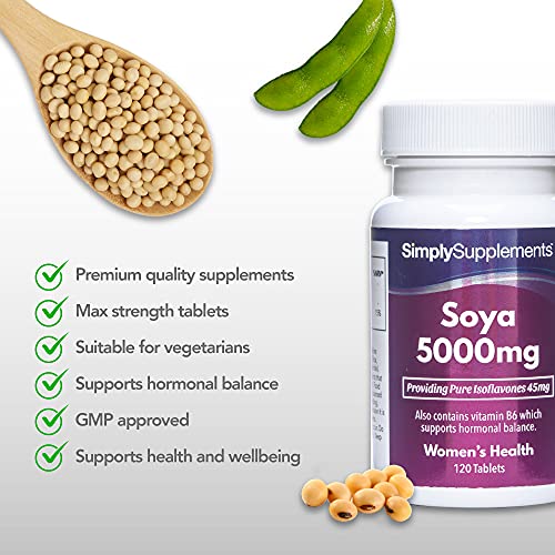 Isoflavonas de soja 5000mg - ¡Bote para 4 meses! - Apto para veganos - 120 Comprimidos - SimplySupplements