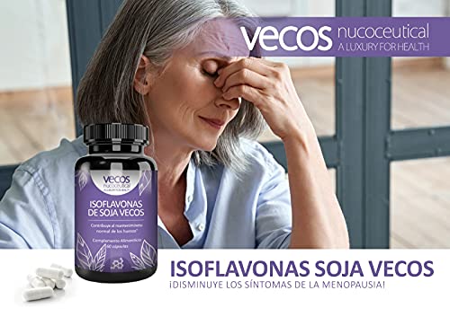 Isoflavonas de Soja con Calcio, Magnesio y Zinc 60 cápsulas Vegetales. Ayuda a aliviar los síntomas de la menopausia, el cansancio y la fatiga