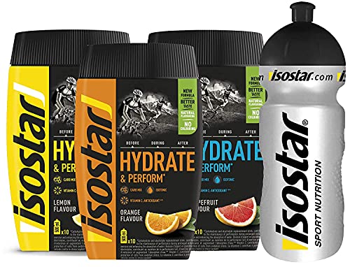 Isostar Hydrate & Perform Grapefruit - Lemon - Orange - Powder | Confezione 3er + flacone originale