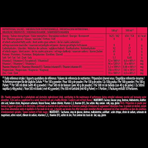 Isostar Hydrate & Perform: polvo de electrolitos que contiene carbohidratos para todas las fases de entrenamiento en el sabor arándano, 1x400 g de arándano