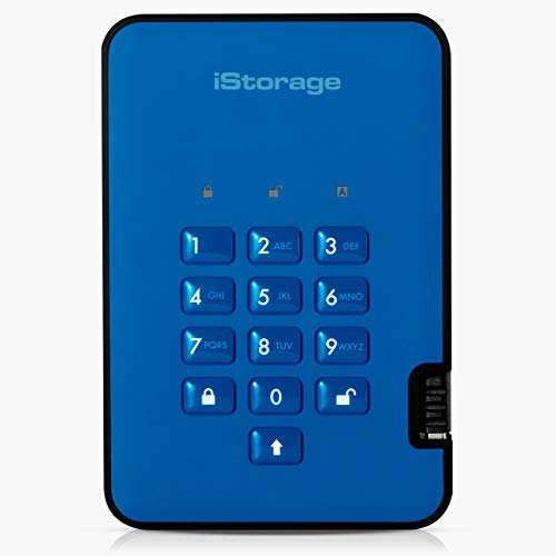 iStorage diskAshur2 HDD 2TB | Disco Duro Seguro Portátil | Protegido por Contraseña | Resistente al Polvo/Agua | Cifrado Hardware. IS-DA2-256-2000-BE