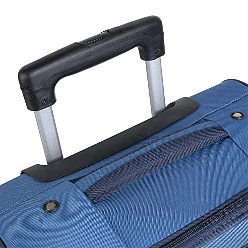 ITACA - Maleta Cabina Avion 55x40x20 cm Trolley 4 Ruedas 55 cm poliéster EVA. Equipaje de Mano. Semi Blanda, Ligera. Mango Asas Candado. Low Cost Ryanair. 701050, Color Azul-Azul Marino