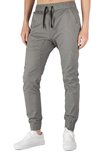 ITALY MORN Jogging Pantalones Harem Hombre Jogger Chino Tapered Sport Workwear (L, Medio Gris)