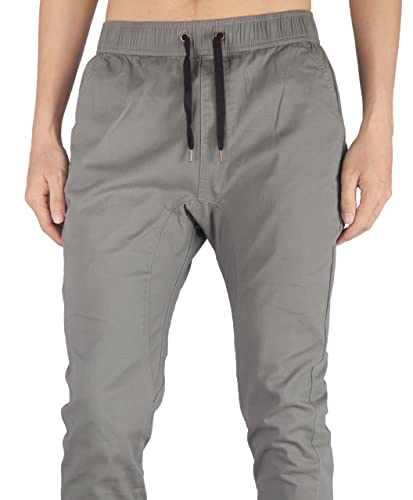 ITALY MORN Jogging Pantalones Harem Hombre Jogger Chino Tapered Sport Workwear (L, Medio Gris)