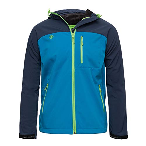 Izas Basile Chaqueta Softshell, Hombre, Azul Noche/Azul Cian/Verde Claro, XXL