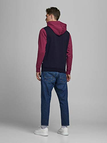 Jack & Jones JJELOGO Blocking Sweat Hood STS Sudadera con Capucha, Rojo (Port Royale), L para Hombre