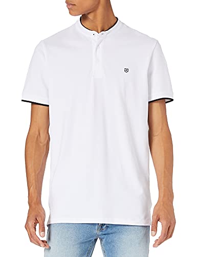 Jack & Jones Jprblastretch SS Mao-Polo, Blanco/Ajuste: Reg Fit, M para Hombre