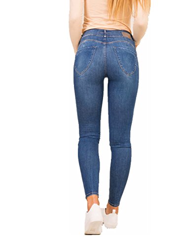 Jean One Size TIFFOSI Mujer Double UP 14 Luxury Azul Lavado con Strass