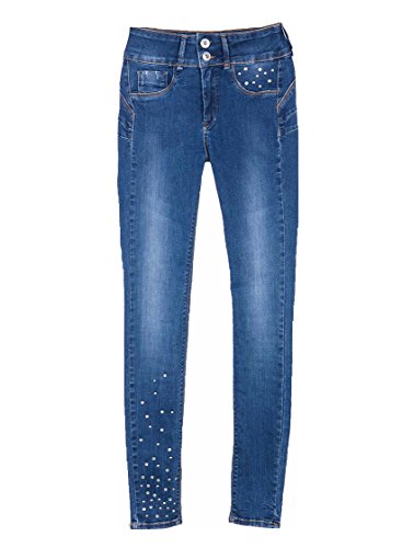 Jean One Size TIFFOSI Mujer Double UP 14 Luxury Azul Lavado con Strass