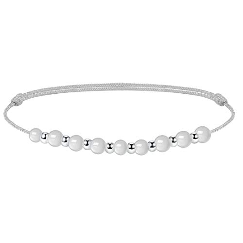 J.Endéar Tobillera de Plata de Ley 925, Handmade Trenzada Pulsera Tobillera Mujer 34cm Ajustable Pulsera Cuerda