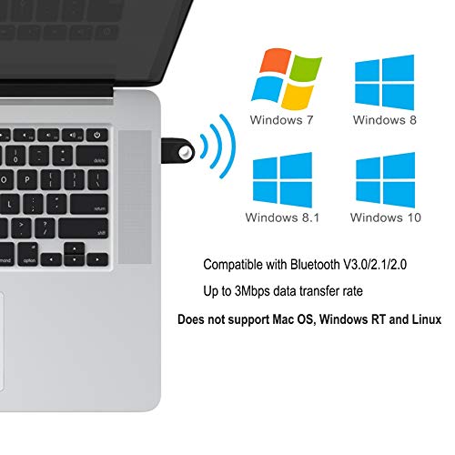 JeoPoom Adaptador de Bluetooth 5.0, USB Dongle Bluetooth Transmisor y Receptor para Portátil, Auriculares, Altavoces, Compatible con Windows 10/8.1/8/7(Negro)