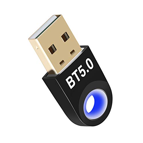 JeoPoom Adaptador de Bluetooth 5.0, USB Dongle Bluetooth Transmisor y Receptor para Portátil, Auriculares, Altavoces, Compatible con Windows 10/8.1/8/7(Negro)