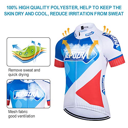 JEPOZRA Maillot Ciclismo Corto De Verano para Hombre, Respirable Secado Rápido Ciclo Jersey de Manga Corta + 4D Almohadilla De Gel Culote y para Bicicleta MTB Ciclista Bici