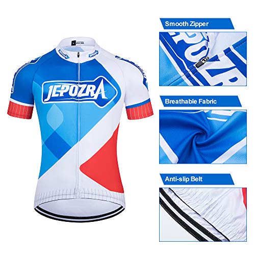 JEPOZRA Maillot Ciclismo Corto De Verano para Hombre, Respirable Secado Rápido Ciclo Jersey de Manga Corta + 4D Almohadilla De Gel Culote y para Bicicleta MTB Ciclista Bici