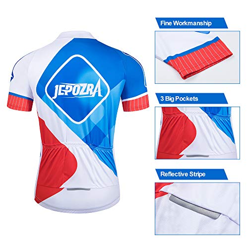 JEPOZRA Maillot Ciclismo Corto De Verano para Hombre, Respirable Secado Rápido Ciclo Jersey de Manga Corta + 4D Almohadilla De Gel Culote y para Bicicleta MTB Ciclista Bici