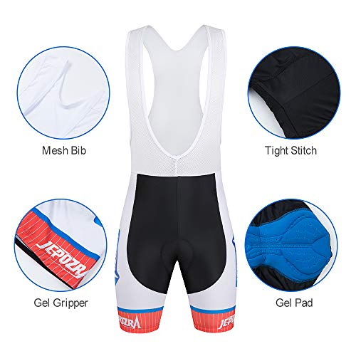 JEPOZRA Maillot Ciclismo Corto De Verano para Hombre, Respirable Secado Rápido Ciclo Jersey de Manga Corta + 4D Almohadilla De Gel Culote y para Bicicleta MTB Ciclista Bici