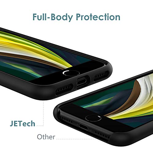 JETech Funda de Silicona Compatible iPhone SE 2020, iPhone 8 y iPhone 7, 4,7", Sedoso-Tacto Suave, Cubierta a Prueba de Golpes con Forro de Microfibra (Negro)