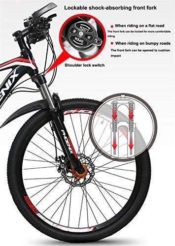 JHKGY Bicicleta De Montaña con Ruedas De 26 Pulgadas,Marco De Aleación De Aluminio con Freno De Disco Doble,Bicicleta MTB De 27 Velocidades,Bicicleta De Montaña con Horquilla De Suspensión,Naranja