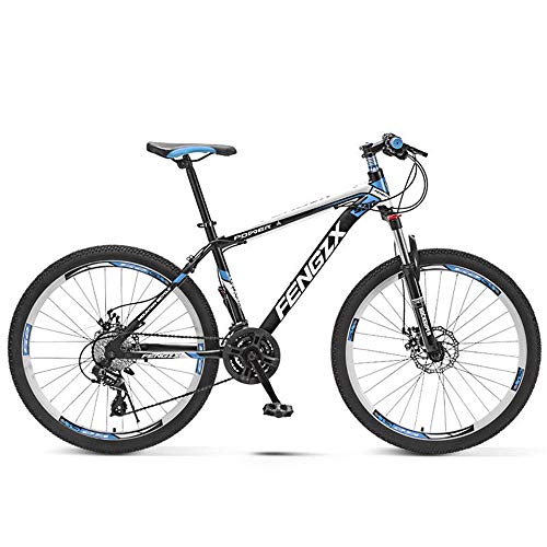 JHKGY Bicicleta De Montaña De 27 Velocidades para Adultos Y Jóvenes,Bicicletas Al Aire Libre,Bicicletas De Montaña Ligeras Horquilla De Suspensión con Frenos De Disco Doble,Blue a,24 Inch