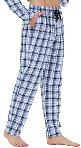 JINSHI Hombre Pantalones Largos de Pijama Algodón Casa Invierno Pantalón Cálido a Cuadros con Bragueta de Botón No.2760 XL