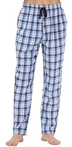 JINSHI Hombre Pantalones Largos de Pijama Algodón Casa Invierno Pantalón Cálido a Cuadros con Bragueta de Botón No.2760 XL