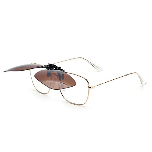 JM Polarizadas Clip en Gafas de Sol Sin Marco Flip up Lente Para Gafas Graduadas Marrón