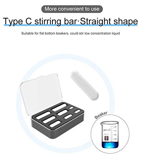 JOANLAB Juego de barras de agitación magnéticas, 8 piezas de tamaño mixto PTFE Spinbar Stir Plate Bar/Rod para mezclador de imán de laboratorio (tipo C)