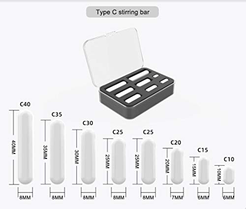 JOANLAB Juego de barras de agitación magnéticas, 8 piezas de tamaño mixto PTFE Spinbar Stir Plate Bar/Rod para mezclador de imán de laboratorio (tipo C)