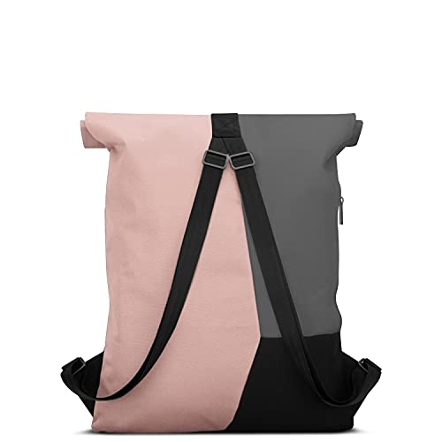 Johnny Urban Mochila con Solapa Rosa-Gris Oskar Bolsa de Hombre y Mujer de Botellas de Plástico Reciclado - Multicolor con Solapa Superior - Bolso de Gimnasio Plegable Resistente al Agua