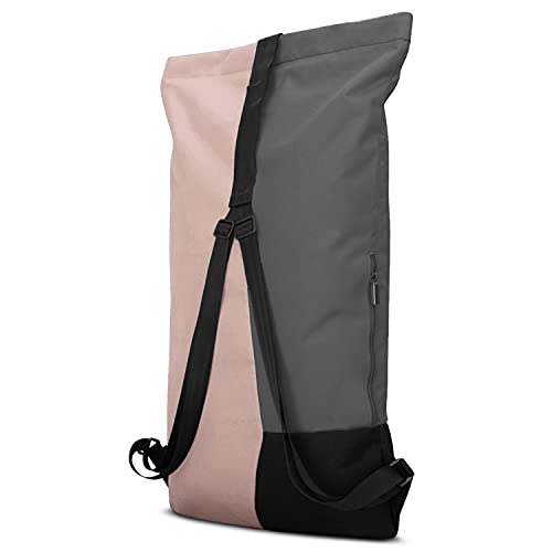 Johnny Urban Mochila con Solapa Rosa-Gris Oskar Bolsa de Hombre y Mujer de Botellas de Plástico Reciclado - Multicolor con Solapa Superior - Bolso de Gimnasio Plegable Resistente al Agua