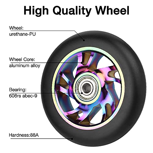 Jooheli 2Pcs Ruedas de Scooter Freestyle,Ruedas de Repuesto Para Scooter de 24 mm x 110 mm con Rodamientos ABEC 11 para Pro Stunt Freestyle Kick Scooter Patinete (colorido)