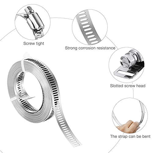 Jooheli Abrazaderas Metalicas, Abrazadera Manguera de Acero Inoxidable, Abrazaderas de Tubo de Metal de Acero Inoxidable Ajustable con Llave para Tuberías Cables Grifos