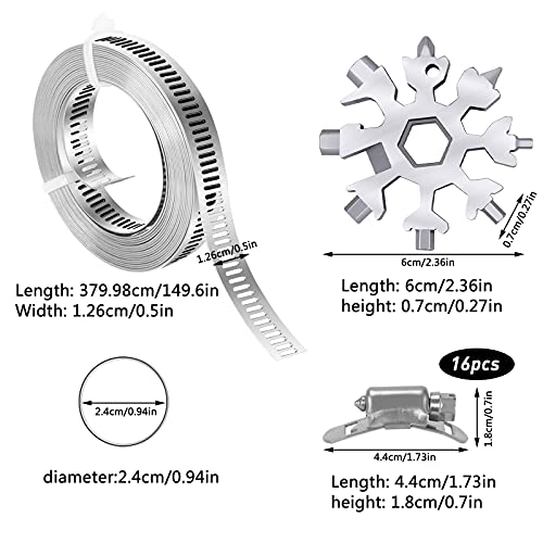 Jooheli Abrazaderas Metalicas, Abrazadera Manguera de Acero Inoxidable, Abrazaderas de Tubo de Metal de Acero Inoxidable Ajustable con Llave para Tuberías Cables Grifos