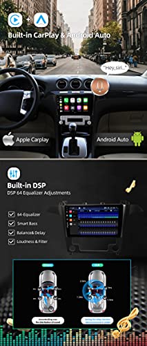 JOYX Android 10 Autoradio para Ford S-MAX (2007-2008) - [4G+64G] - Built-in DSP/Carplay/Android Auto - Gratis Cámara Mic - 9 Pulgada 2 DIN - Apoyo Dab 4G WLAN BT5.0 Volante 360-Cámara Fast-Boot