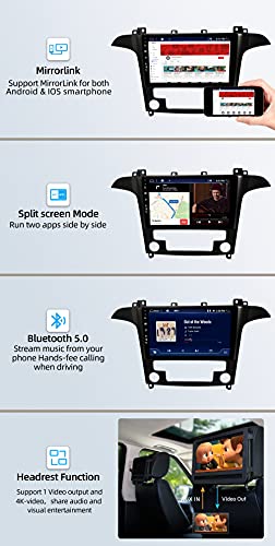 JOYX Android 10 Autoradio para Ford S-MAX (2007-2008) - [4G+64G] - Built-in DSP/Carplay/Android Auto - Gratis Cámara Mic - 9 Pulgada 2 DIN - Apoyo Dab 4G WLAN BT5.0 Volante 360-Cámara Fast-Boot