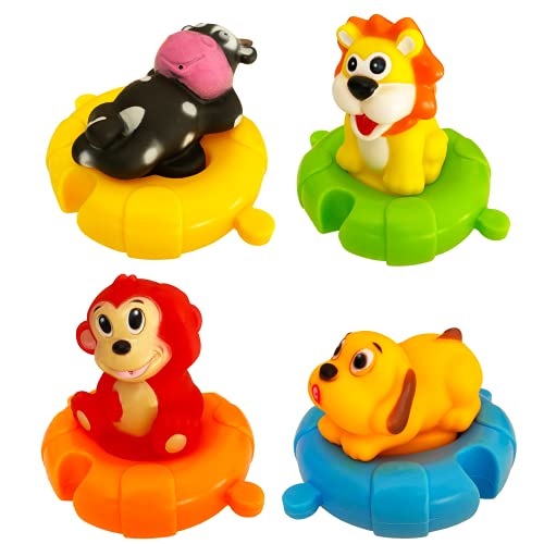 Juguetes de Baño con Forma de Animales para Bebés y Niños| Set de 4 Animales Marinos de Juguete Coloridos para La Bañera-Piscina-Playa | Ideal Juguete de Baño Bebé con Rompecabezas