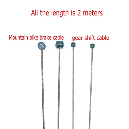 JZK 2 x Cable de Freno de Montaña Bicicleta 2 Metros + 2 x Cable Derailleur 2 Metros + 4 x Terminales + 12 x Donuts para Bicicleta de montaña