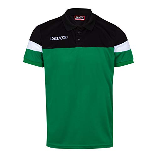 Kappa Salto Polo de Manga Corta, Hombre, Verde/Negro/Blanco, 4XL