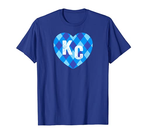 Kc Corazón Azul KC Kansas City Amor Estilo Lindo Azul Kc Corazón Camiseta