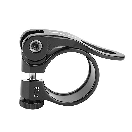 Keenso Abrazadera de Tija de Sillín de Bici, Abrazadera Aleación de Aluminio CX-18 Liberación Rápida de 31.8 mm(Negro)