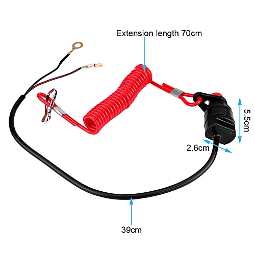 Keenso Llaves del interruptor de apagado universal fuera de borda Motocicletas fuera de borda Cortadoras de césped Interruptor de parada de apagado del motor de emergencia con cordón de amarre