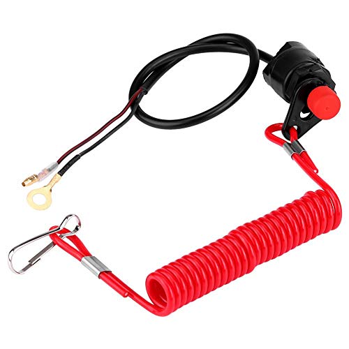 Keenso Llaves del interruptor de apagado universal fuera de borda Motocicletas fuera de borda Cortadoras de césped Interruptor de parada de apagado del motor de emergencia con cordón de amarre